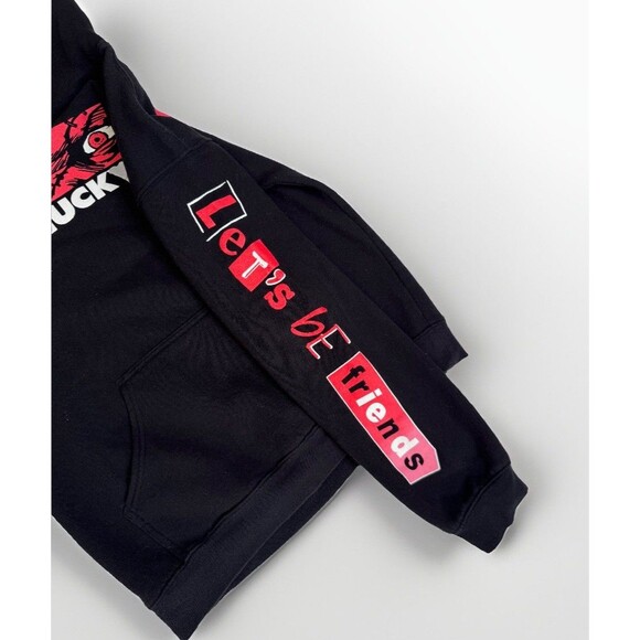 Chucky Hoodie Lets Be Friends Unisex Small Black Halloween Childs Play Cult Goth - Picture 6 of 6